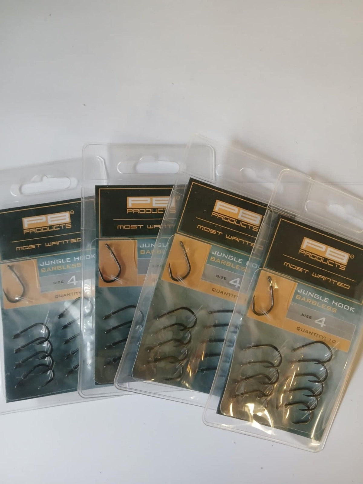 PB Products Jungle Fishing Hook 4packs 40 hooks size 4 barbless