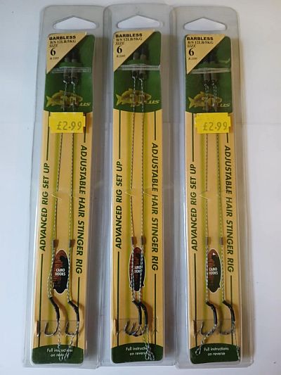 30Plus Stinger Hair Rig size 6 barbless 3 packs 6 rigs in total
