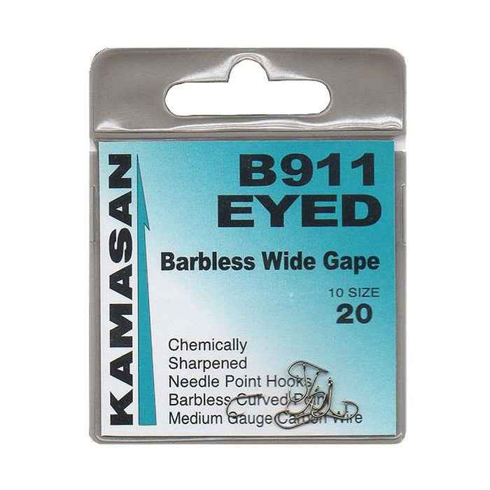Kamasan B911 Wide Gape Eyed Hooks - Barbless