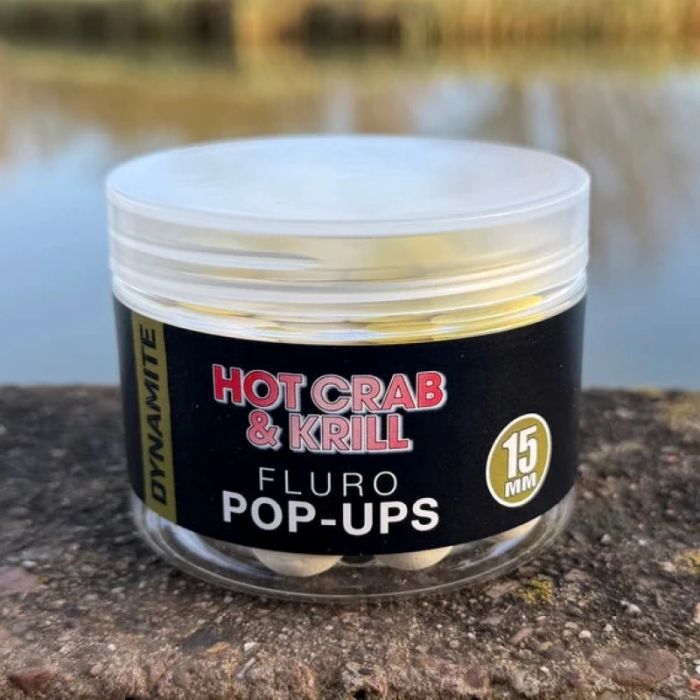 Dynamite Baits Hot Crab & Krill Fluro Pop Ups. 15mm