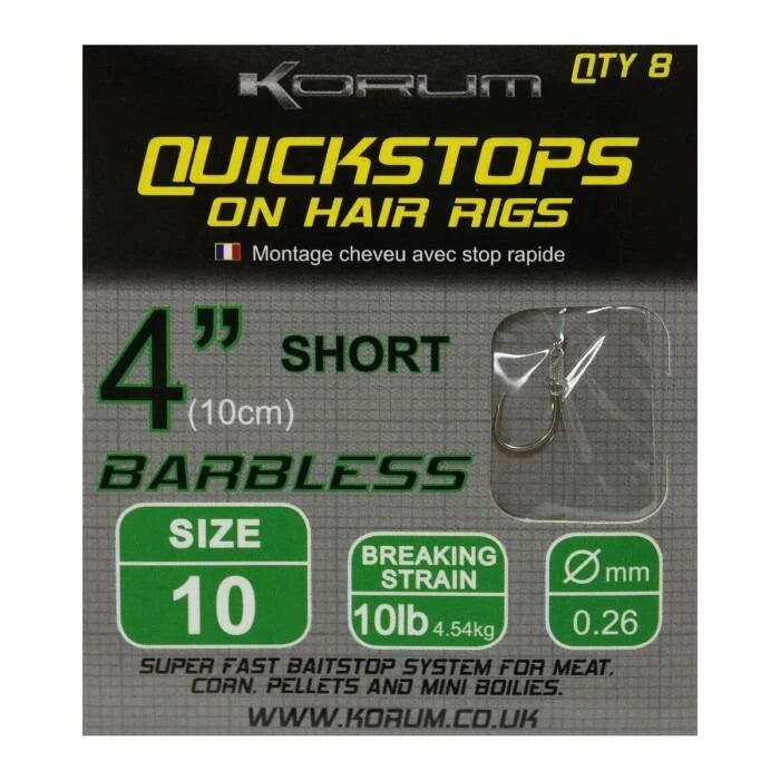 Korum Quickstops on Hair Rigs 4inch