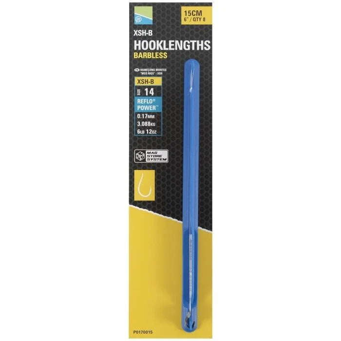 Preston XSH-B Hooklengths 15cm Barbless size 10